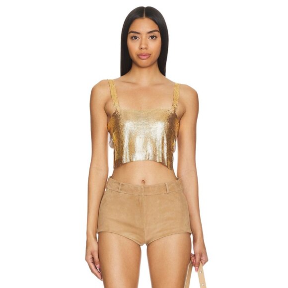 superdown Karla Cut Out Top XX-Small New Womens Cropped Chainmail Tank - Picture 9 of 9